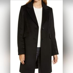 Sam Edelman Notched Collar Wool Blend Coat In Black